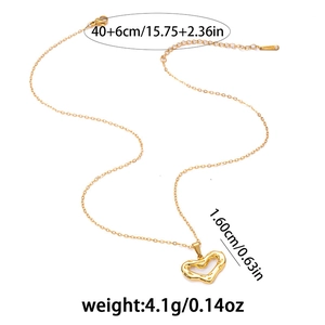 Collier cœur élégant en acier inoxydable doré avec pendentif creux et chaîne réglable