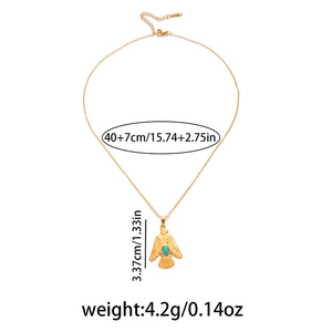 Collana con aquila dorata e turchese blu, con indicazione di dimensioni e peso totale
