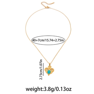 Detailed size specifications of the gold eagle turquoise pendant with chain dimensions