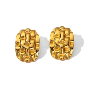 Eleganti orecchini a perno in acciaio inossidabile placcato oro 18k con trama