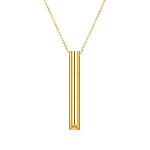 Minimalist 18k gold plated stainless steel cylindrical whistle pendant necklace for women