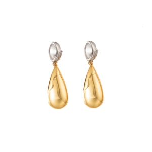Pendientes bicolor de acero de titanio con tachuelas plateadas y gotas doradas