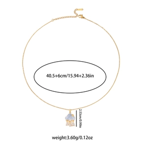 Detail view of blue cloud tassel necklace with dimensions 40.5+6cm and 2.53cm height