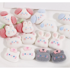 Variety of cute cartoon resin animal patches with flocked texture for DIY jewelry making