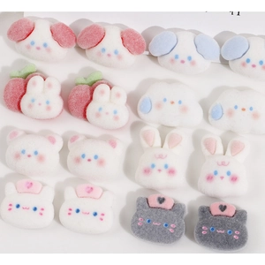 Assorted cute cartoon animal flocked resin charms for DIY jewelry and accessories