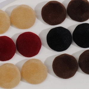 Flocced resin round cabochon charms in brown and neutral tones for DIY jewelry