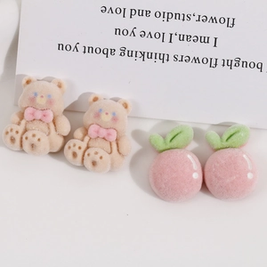 Patchs en résine de lapin blanc et d'ours à nœud rose pour accessoires de coiffure DIY