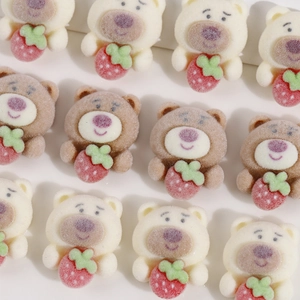 Detailed flocking texture of brown and cream bear resin flatback DIY accessories