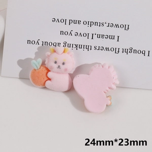 Détail de patchs en résine de dragon floqué rose 24mm pour accessoires cheveux DIY