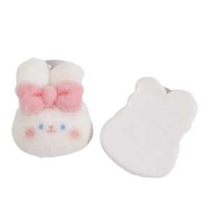 Accessoire pince à cheveux lapin blanc en résine DIY avec nœud rose et dos plat