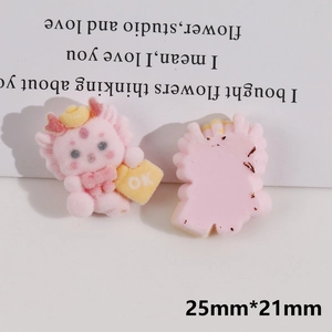Détails de breloques en résine de dragon rose floqué pour bijoux et coques de téléphone