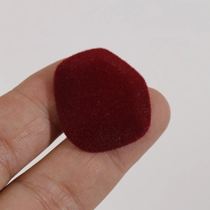 Dark red flocked geometric resin accessory for DIY hair clips and phone cases