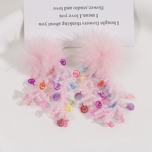 Nappine con palline di peluche rosa e perline smiley per accessori gioielli fai-da-te