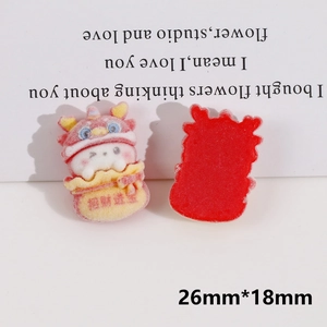 Cartoon red dragon baby resin flatback with wealth bag charm for DIY crafts 26mm x 18mm