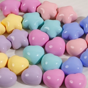 Colorful resin heart and star charms for DIY hair accessories in bright macaron colors