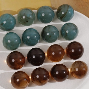 Cuentas de resina marmoleada traslúcida de 21 mm en esmeralda y ámbar para joyería DIY