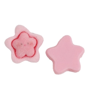 Pink plush star charms for DIY hair accessories featuring cute smiling cartoon faces
