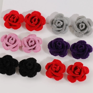 Detail showing various colors of flocked rose petal accessories for DIY hair clips