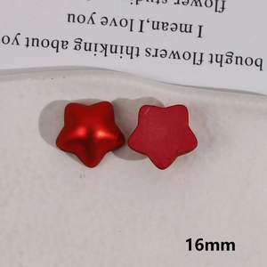 Red 16mm star-shaped acrylic beads for DIY hair clip accessories with matte finish