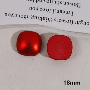 Detail of 18mm square matte red acrylic accessories showing front and back views