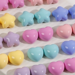 Colorful macaron resin star and heart DIY charms with a glossy polished finish