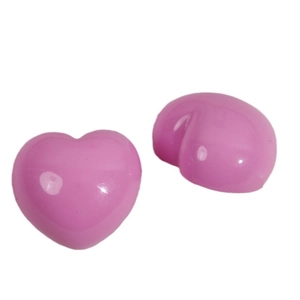 Pair of glossy pink resin heart-shaped DIY accessories for hair clips and jewelry