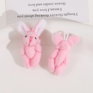 Pink plush rabbit charms for DIY accessories featuring a hanging loop design