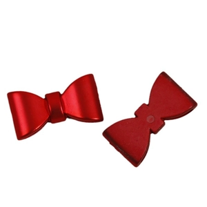 Red matte bow charms for DIY jewelry making featuring a 3D metallic texture on white background