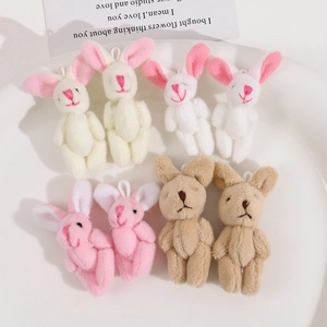 Cute Cartoon Long Ear Plush Rabbit Pendant DIY Accessories Colorful Fabric Bunny Keychain For Bag Decoration Jewelry
