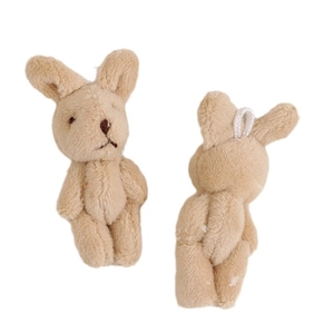 Cute brown plush rabbit keychain charms with soft fabric and hanging loops for DIY