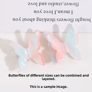 Creative 3D gradient pink and blue acetate butterfly clips for DIY hair and phone accessories