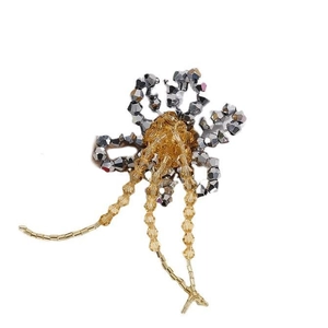 Handmade beaded flower pendant with long tassels and crystal glass beads for DIY jewelry