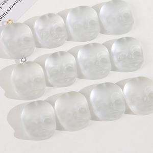Matte translucent doll head resin charms with gold and silver loops for DIY jewelry