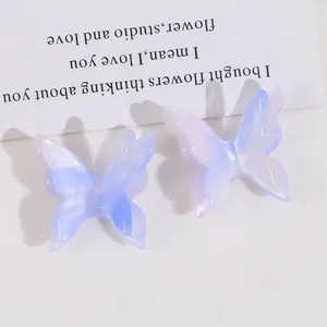 Purple and blue gradient acrylic butterfly charm accessory for DIY crafts and hair clips