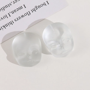 Frosted translucent resin doll face charms for DIY jewelry and phone case crafts