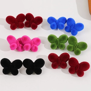 Bunte beflockte Schmetterlingsanhänger aus Acryl für DIY-Haarspangen und Schmuck