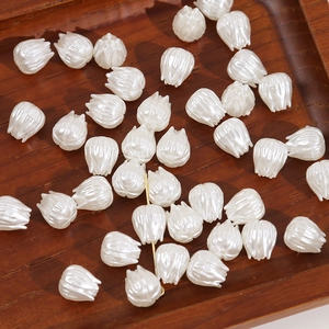 Perles de tulipe en acrylique blanc nacré pour la création de bijoux DIY