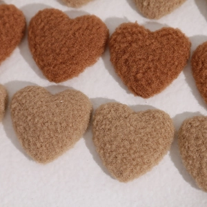 Winter heart-shaped plush patches with grainy texture for DIY jewelry and hair accessories