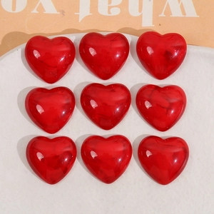 Accessoires de Bijoux DIY en Résine Cœur Rouge pour Boucles d'Oreilles Coque de Téléphone Marbré Translucide Poli Patch