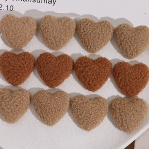 DIY Heart Shaped Lamb Wool Plush Patches For Jewelry Making Earrings Hairpins Accessories Winter Warm Decor Women Girls