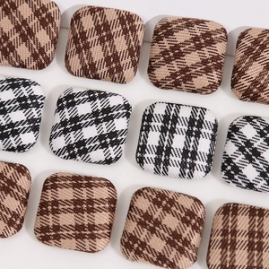Square fabric buttons with black and white checkered patterns for DIY craft jewelry