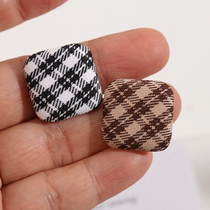 Square fabric buttons with black and white houndstooth pattern for DIY jewelry making