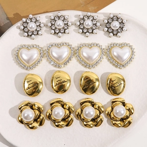 Ciondoli in Lega d'Oro Vintage Con Perla Artificiale Strass Fiore Cuore Ovale Per Creazione Gioielli Fai da Te Accessori