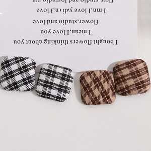 Square fabric buttons with classic houndstooth and checkered patterns for DIY crafts
