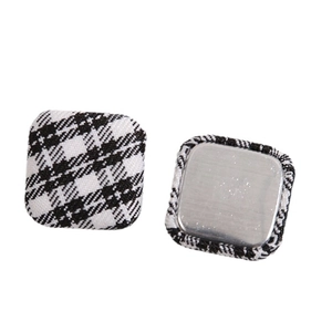 Square houndstooth fabric buttons with metal backing for DIY jewelry making and crafts