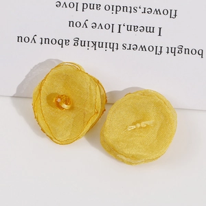 Handmade yellow organza crystal flower accessory for DIY hair clips and jewelry making