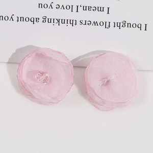 Detail of pink organza layered flower charms for DIY jewelry and hair accessories