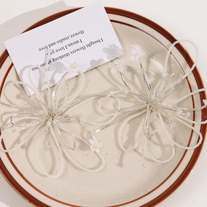 Large Korean Hand-Woven Hollow Flower Glass Beaded DIY Accessory For Hairpin Clothing Decor White Elegant Floral Ornament