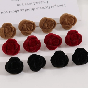 Accessoires de fleurs de rose en velours marron, rouge et noir pour bijoux DIY