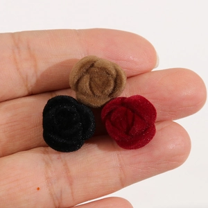Breloques roses floquées bordeaux et noires pour bijoux DIY et accessoires cheveux